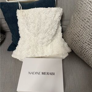 NADINE MERABI White Strapless Floral Top